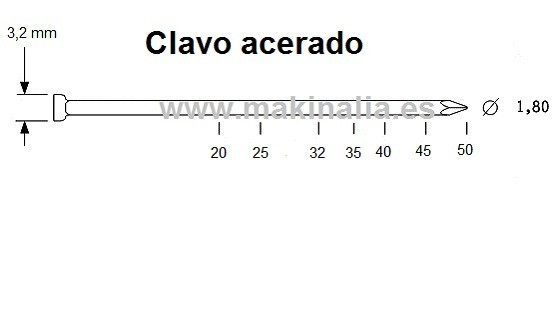 Clavos acero 20mm 3.000 unid.