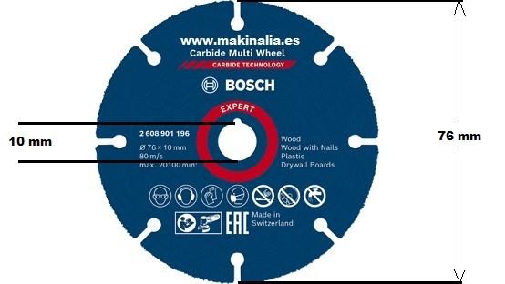 Disco sierra para amoladora Bosch GWS12V-76